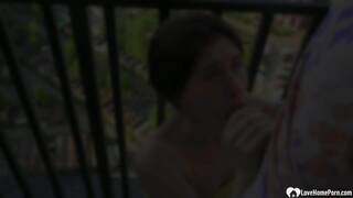 Fucking a hottie on the balcony is amazing