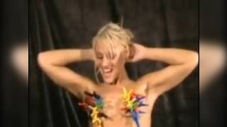 Olivia's pussy tormented with heavy weights