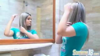 Hot teen lesbo fingers cute petite pussy