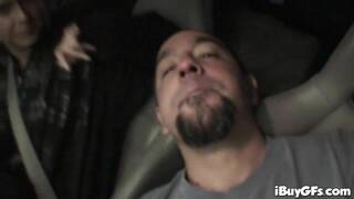 Riley Evans sucks dick in the back of a car