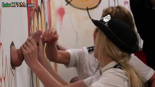 CFNM police MILFS give gloryhole handjob till cumshot