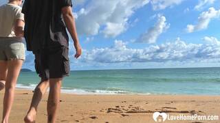 Enjoying the beach in the nude with hubby