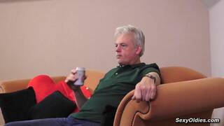 Twenty years old kinky redhead Vanessa Shelby fucks old man Robert