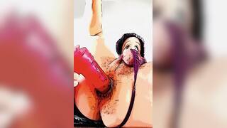 Ani Maze fucks big pink anal dildo