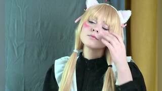 Nekopara Cosplayer Rides Dildo and Squirts - Amateur Solo
