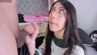 Hot teen with glasses get facial after hard anal pounding live at sexycamx