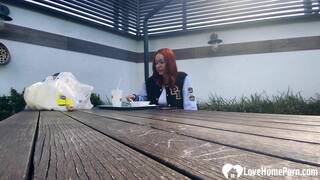 On my knees pleasing my horny man