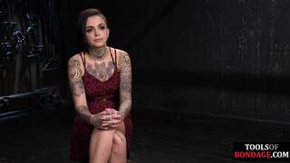 Petite sub babe tied up and dildofucked till intense orgasm