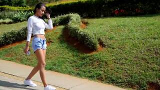 Submissive small tits Latina teen rough laying down face fuck by big cock