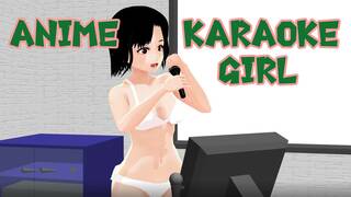 【Mia】 Anime girl go to karaoke and she start taking her clothes off.【Erotic animation