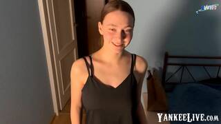 Redhead Teen with Big Tits Gives a Valentine's Day Blowjob for a Strap