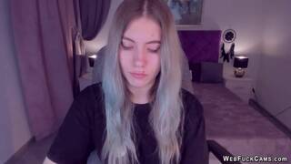 Big tits tattooed blonde amateur teen SimaDark fingers shaved pussy on webcam