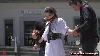 Babe is gagged and bound in public