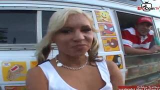 Petite blonde cheerleader teen picked up for sex in a car