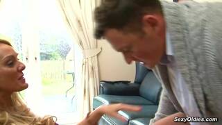 Stunning British MILF Stacey Saran rides big dick partner Seth Strong