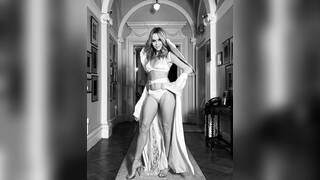 Amanda Holden Hot MILF Victoria Secret White Panty Black and White Paper Cum Tribute
