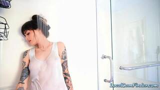 Wet T-Shirt Try-On Haul with a Stunning Tattooed Babe