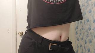 Trans-Girl strips and then plays with herself in the shower