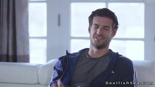 Dark haired teen athlete Violet Rain seduces and fucks coach Jay Smooth