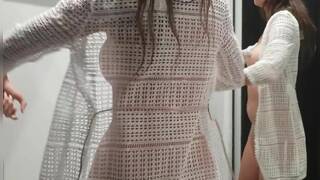 Fitting Room Cam: Brunette Babe Undresses