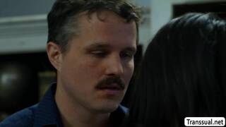 Hungry cock TS butt fucked by her co worker!