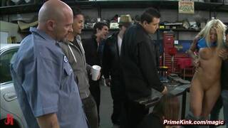 Huge tits blonde Leya Falcon groped and rough public fucked