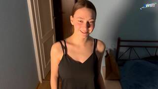 Redhead Teen with Big Tits Gives a Valentine's Day Blowjob for a Strap