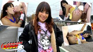 GERMAN SCOUT - Petite Latina Michy Perez talk to Big Dick Anal at Pick Up Casting