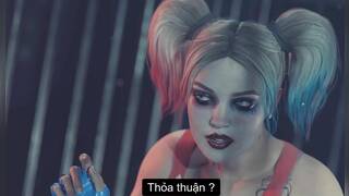 Harley Quinn fuck with 2 men