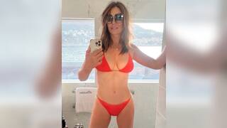 Elizabeth Hurley Hot as Fuck 60 year Old MILF Red Bikini Cum Tribute
