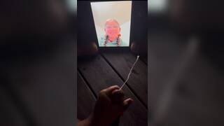 jerking off to her with a big fat cumshot