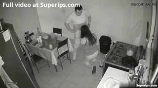 IPCAM – Hot Latina mom gives a blowjob in the kitchen
