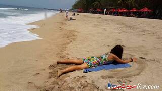 Sandy's Public Beach Adventure: BDSM, Toys & POV Fun!