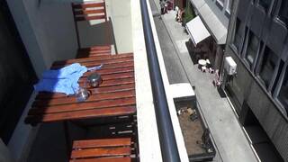 Public BJ & Fuck With Big-Tit Teen On Balcony Seen By Many