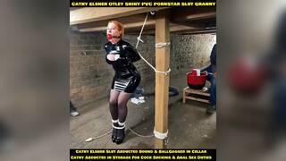 Cathy Cock Sucking Shiny PVC Skin Tight Dress High Heel Slut Cellar Bondage Rope Tied