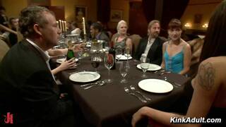 Gangbang and BDSM Dinner Public Party of hot blonde Chloe Camilla