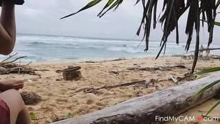 Public Beach Butt Plug Insertion by a Solo Female