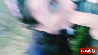 Mountain-side Public Facefuck with a Kinky Couple