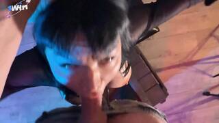 Brunette loves to obey, trussed down and throated with a cumshot.