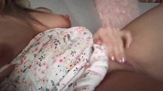 Milf moans quietly while rubbing her pussy to orgasm on webcam.