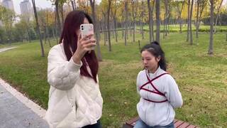 Chinese Girl outdoor exhibitionism BDSM Training 164