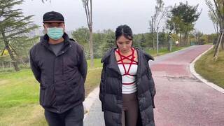 Chinese Girl outdoor exhibitionism BDSM Training 167