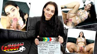 GERMAN SCOUT - Pink Bush saggy Tits Girl Alexa Throat Pick Up for Casting Fuck
