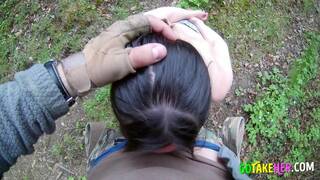 Mountain Blowjob with a Kinky Brunette