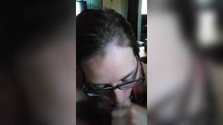 Blonde Girl Glasses Sucking Cock Again