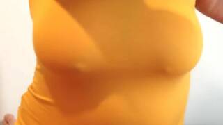 POV handjob | Wifes oily cock and big tit play makes me shoot cum on myself creampie