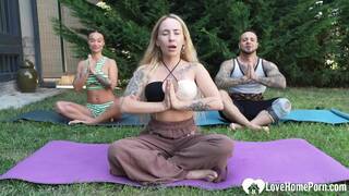 Yoga instructor shares my cock with my neighbor