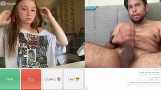 Omegle blonde helps old guy cum