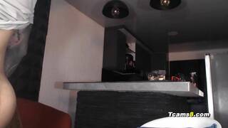 Curvy trans girl receives blowjob and strokes