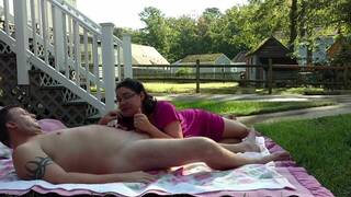 Passionate outdoor sex with orgasming amateur MILF